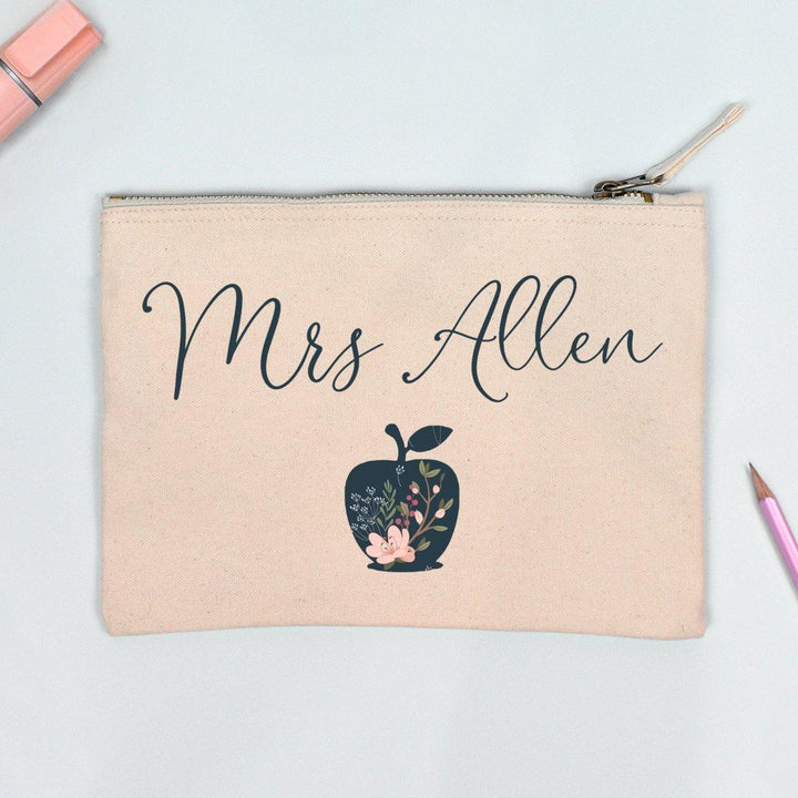 Personalised Teacher Pencil Case, Apple Teacher Gift Pencil Case, Female Personalised Teacher Gifts, Personalised Pencil Case, Appreciation - Amy Lucy