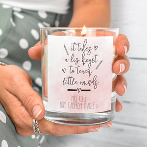 Personalised Teacher Thank You Candle Gift shown from the front