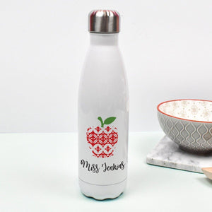 Personalised Teacher Water Bottle, Apple Teacher Gift Flask, Apple Personalised Teacher Gifts, Personalised Heat Flask, Appreciation Gift - Amy Lucy