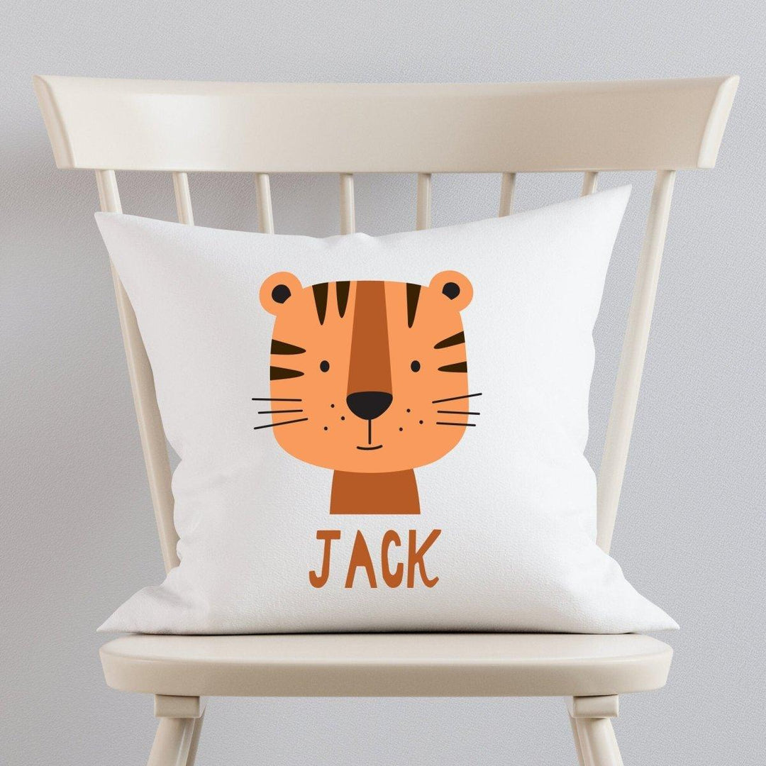 Personalised Tiger Cushion, Safari Cushion Gift, Tiger Nursery Gift, Jungle Lion, Nursery Decor, Personalised Cushion, Tiger Cushion, Decor - Amy Lucy