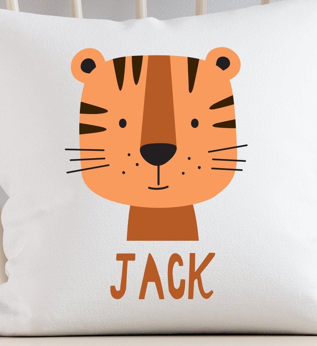 Personalised Tiger Cushion, Safari Cushion Gift, Tiger Nursery Gift, Jungle Lion, Nursery Decor, Personalised Cushion, Tiger Cushion, Decor - Amy Lucy