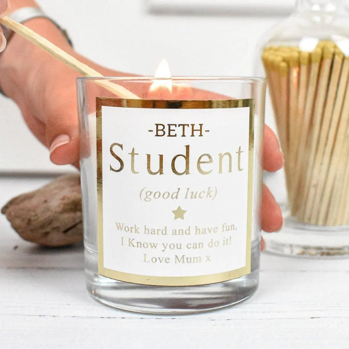 Personalised Uni Gift, Meaningful University Gift, University Candle, Girls Uni Gift, Graduation Gift, Student Gift, Sentimental Student - Amy Lucy