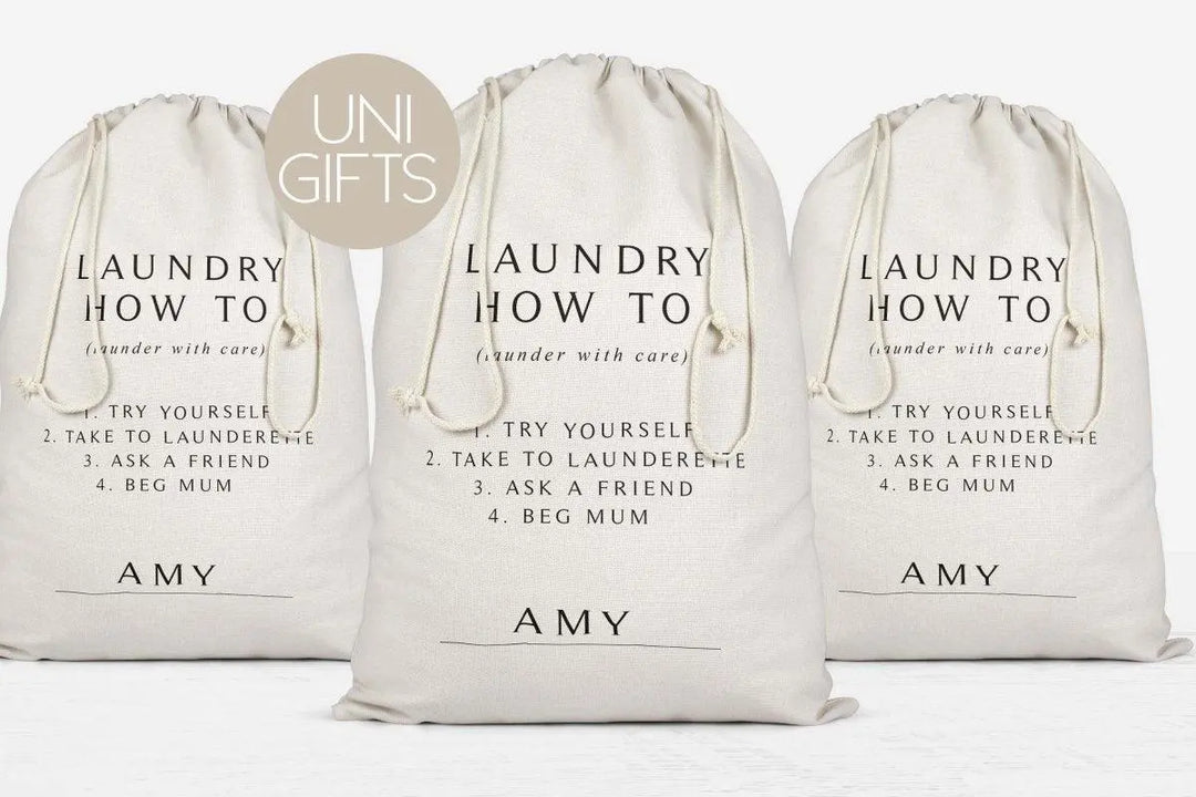 Personalised Uni Laundry Bag, University Gift, University Laundry Bag, Girls Uni Gift, Washing Bag, Student Gift, Fun Student Gifts - Amy Lucy