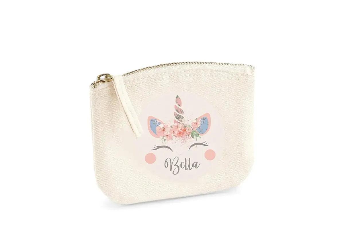 Personalised Unicorn Coin Purse, Girl Stocking Filler, Unicorn Gift For Her, Name Canvas Coin Purse, Unicorn Style Purse, Christmas Gift - Amy Lucy