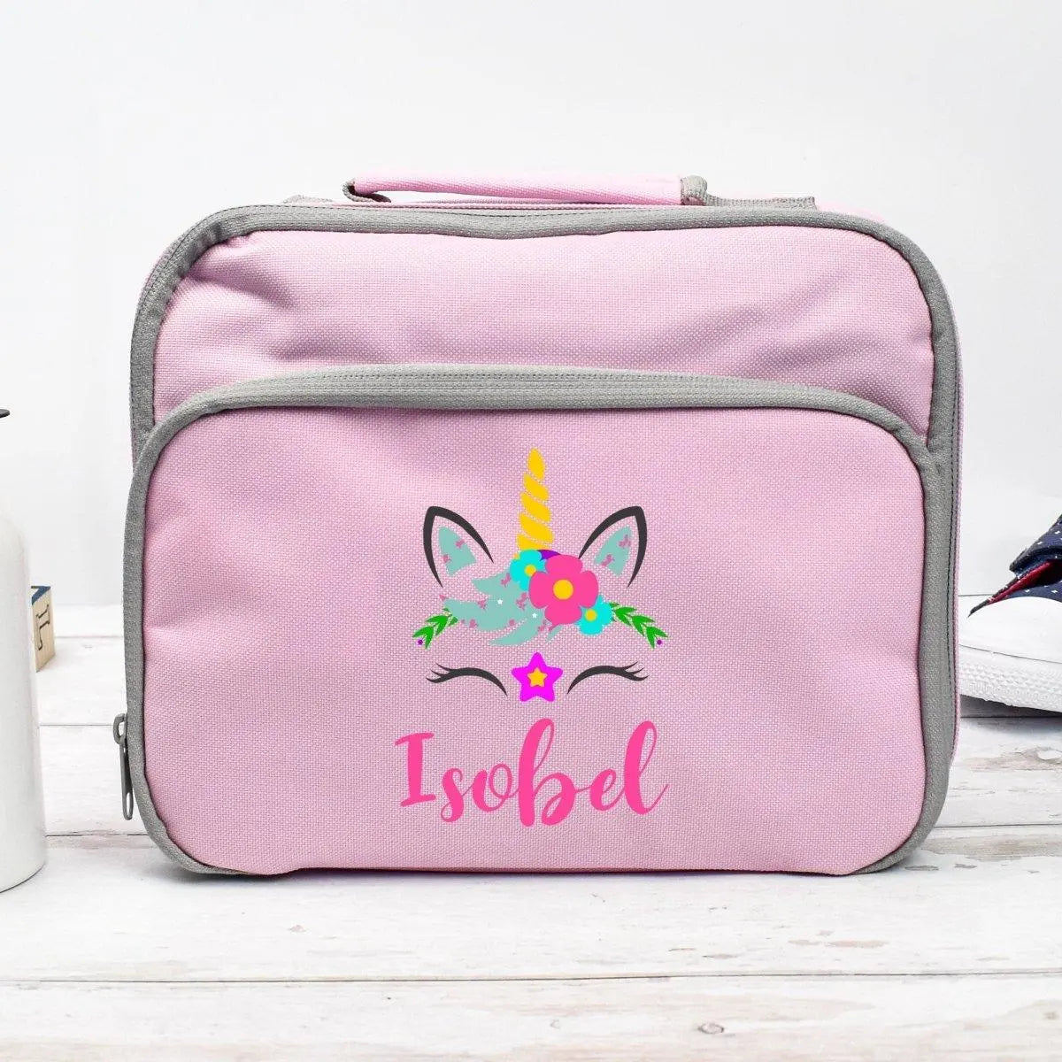 Personalised Unicorn Lunch Bag, Unicorn School Lunch Bag, Kids Unicorn Cooler Bag, Girls School Lunch Box, Kids, Student, Back To School, - Amy Lucy