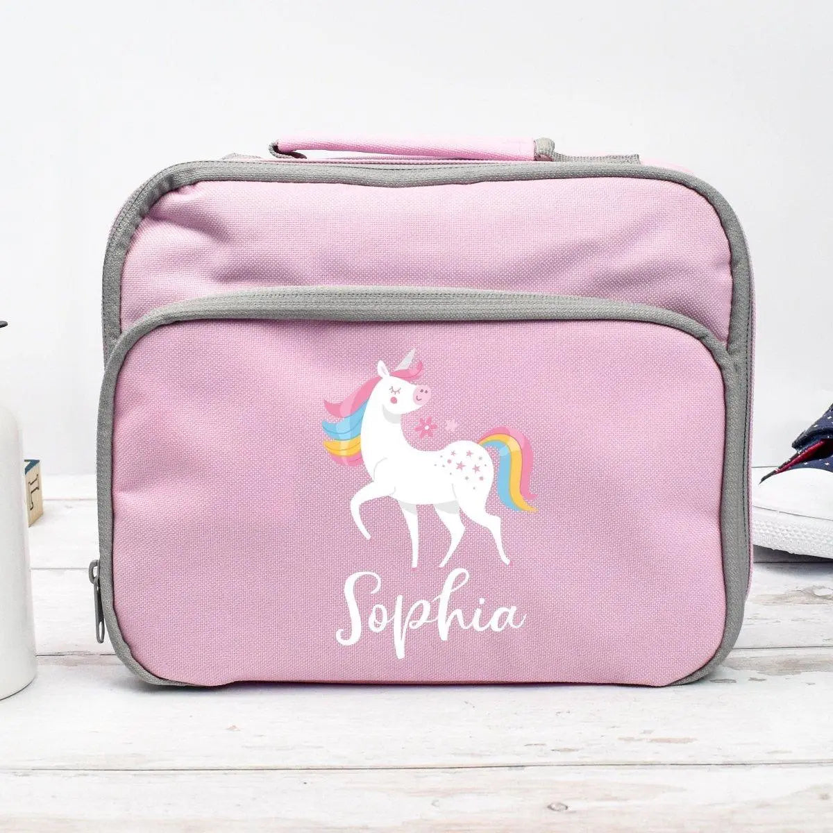 Personalised Unicorn Lunch Bag, Unicorn School Lunch Bag, Kids Unicorn Cooler Bag, Girls School Lunch Box, Kids, Student, Back To School, - Amy Lucy