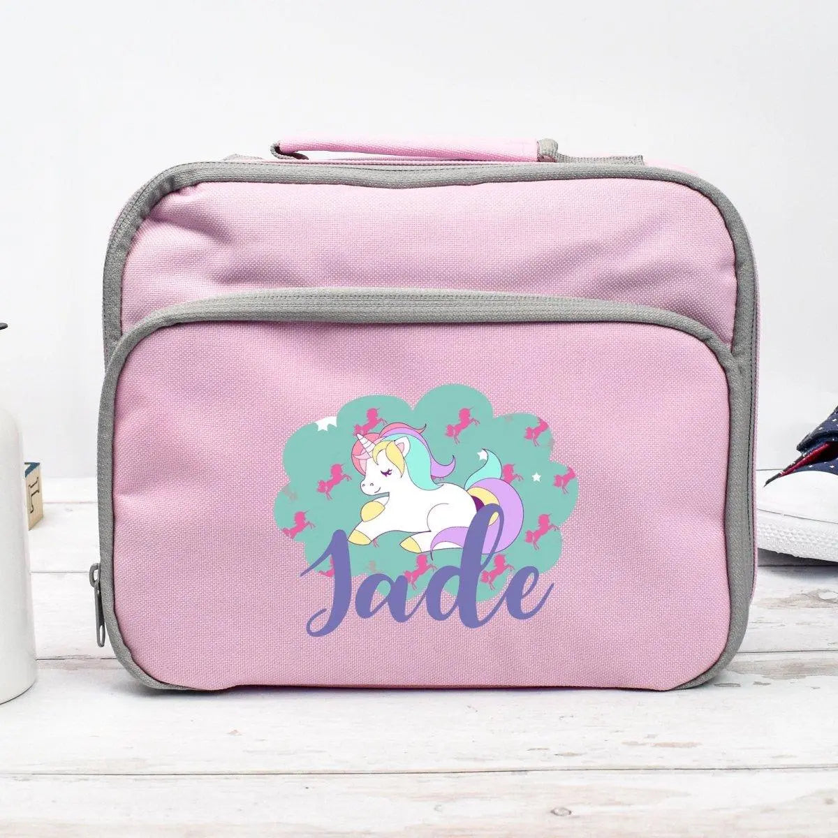 Personalised Unicorn Lunch Bag, Unicorn School Lunch Bag, Kids Unicorn Cooler Bag, Girls School Lunch Box, Kids, Student, Back To School, - Amy Lucy