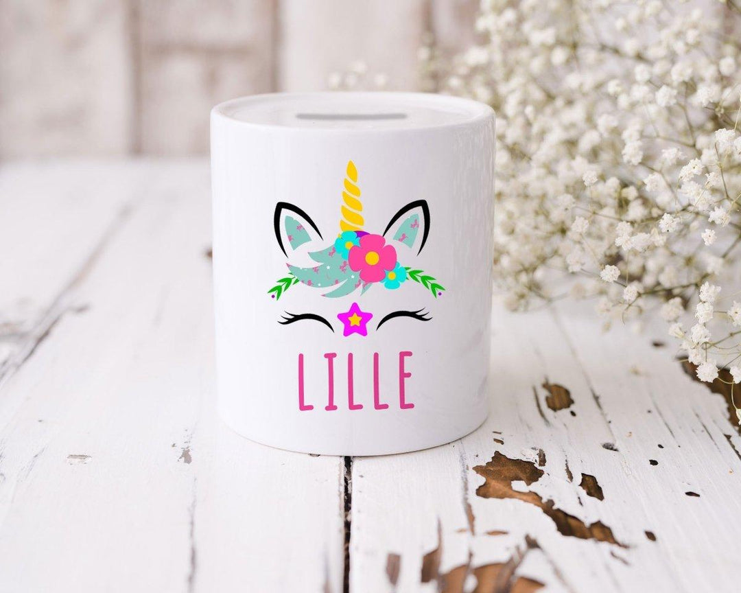 Personalised Unicorn Money Box, Personalised Piggy Bank, Child&#39;s Toy Fund, Unicorn Bedroom Decor, Girls Money Box, Child&#39;s Piggy Bank, - Amy Lucy