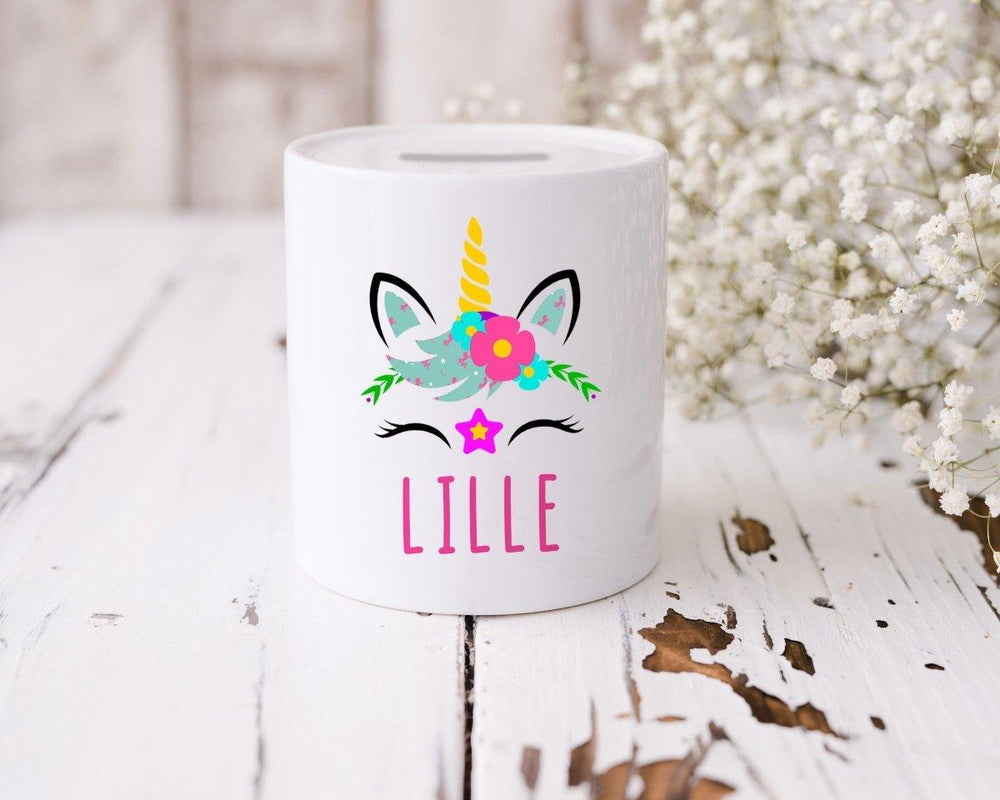 Personalised Unicorn Money Box, Personalised Piggy Bank, Child&#39;s Toy Fund, Unicorn Bedroom Decor, Girls Money Box, Child&#39;s Piggy Bank, - Amy Lucy