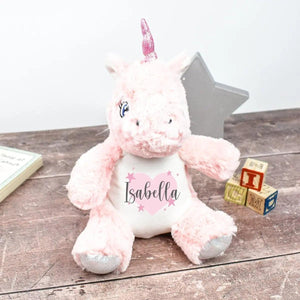 Personalised Unicorn Teddy, New Baby Gift, Customised Plush Soft Toy, Your Name Teddy, Cuddly Toy, Girls Unicorn Teddy Baby Shower Gift - Amy Lucy