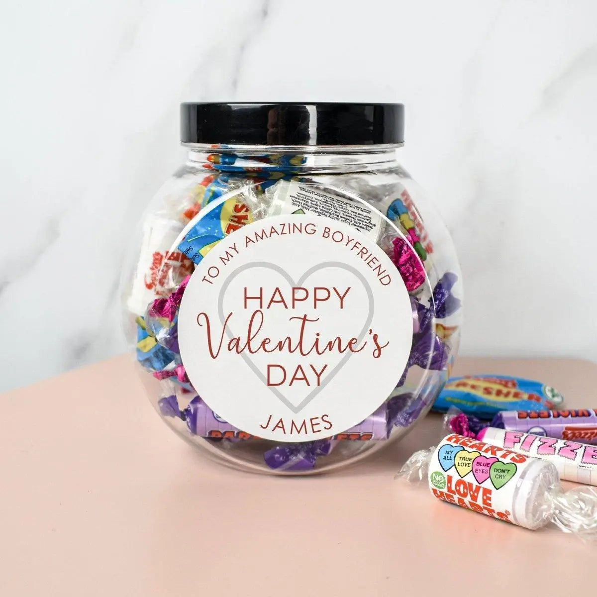 Personalised Valentine&#39;s Sweet Jar, Valentines Sweets Gift, Valentines Treat Box, Valentines Gift for Him, Sweet Jar, Valentines Sweet Box - Amy Lucy