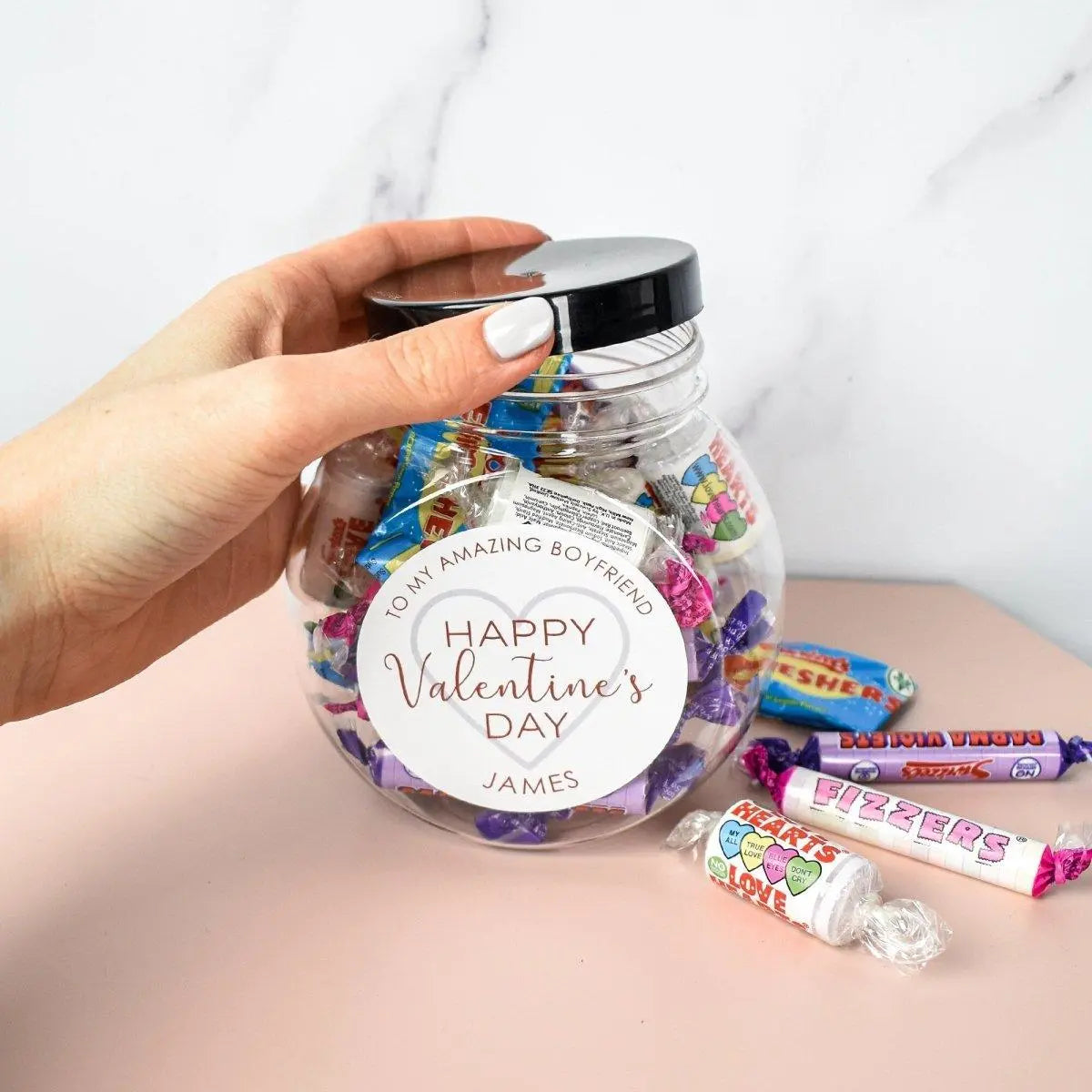 Personalised Valentine&#39;s Sweet Jar, Valentines Sweets Gift, Valentines Treat Box, Valentines Gift for Him, Sweet Jar, Valentines Sweet Box - Amy Lucy