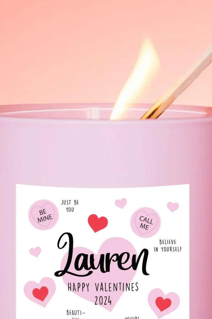 Personalised Valentines Girlfriend Gift, Girlfriend Candle, Affirmation Candle, Love Hearts Candle, Valentines Candles, Scented Candle, Her - Amy Lucy