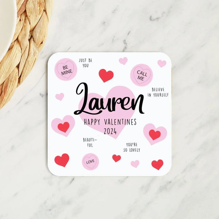 Personalised Valentines Girlfriend Gift, Valentines Gift, Couple Gift, Love Hearts Coaster, Heart Coaster, For Her, Daily Affirmation - Amy Lucy