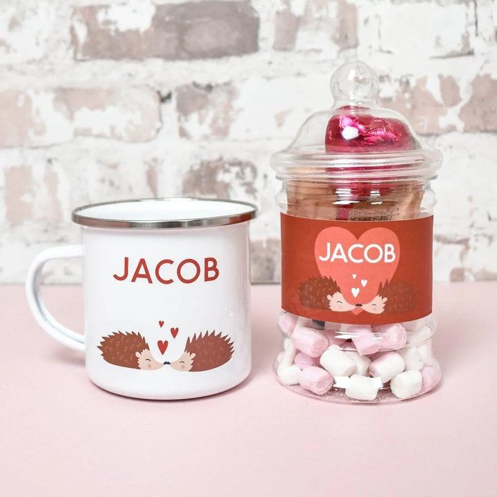 Personalised Valentines Hot Chocolate Kit, Child Valentine&#39;s Gift, Novelty Valentines Gift, Valentines Chocolate, Hedgehog Mug Gift - Amy Lucy