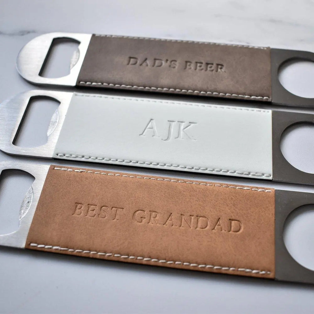 Personalised Vegan Leather Bar Blade, Personalised Bottle Opener, Debossed Bar Blade, Father&#39;s Day Gift, Drinking Gift, Dad Bar Gift, Him - Amy Lucy