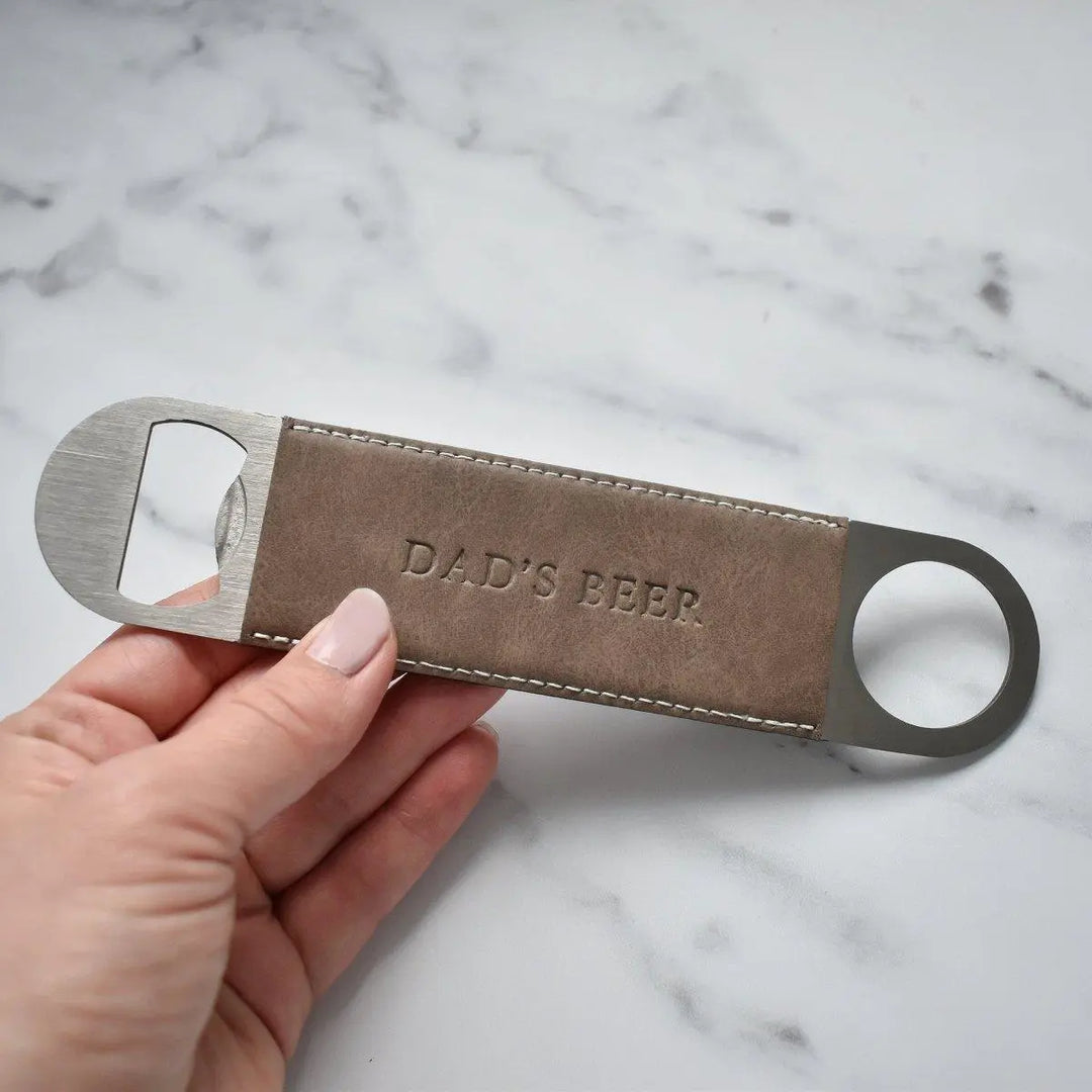 Personalised Vegan Leather Bar Blade, Personalised Bottle Opener, Debossed Bar Blade, Father&#39;s Day Gift, Drinking Gift, Dad Bar Gift, Him - Amy Lucy