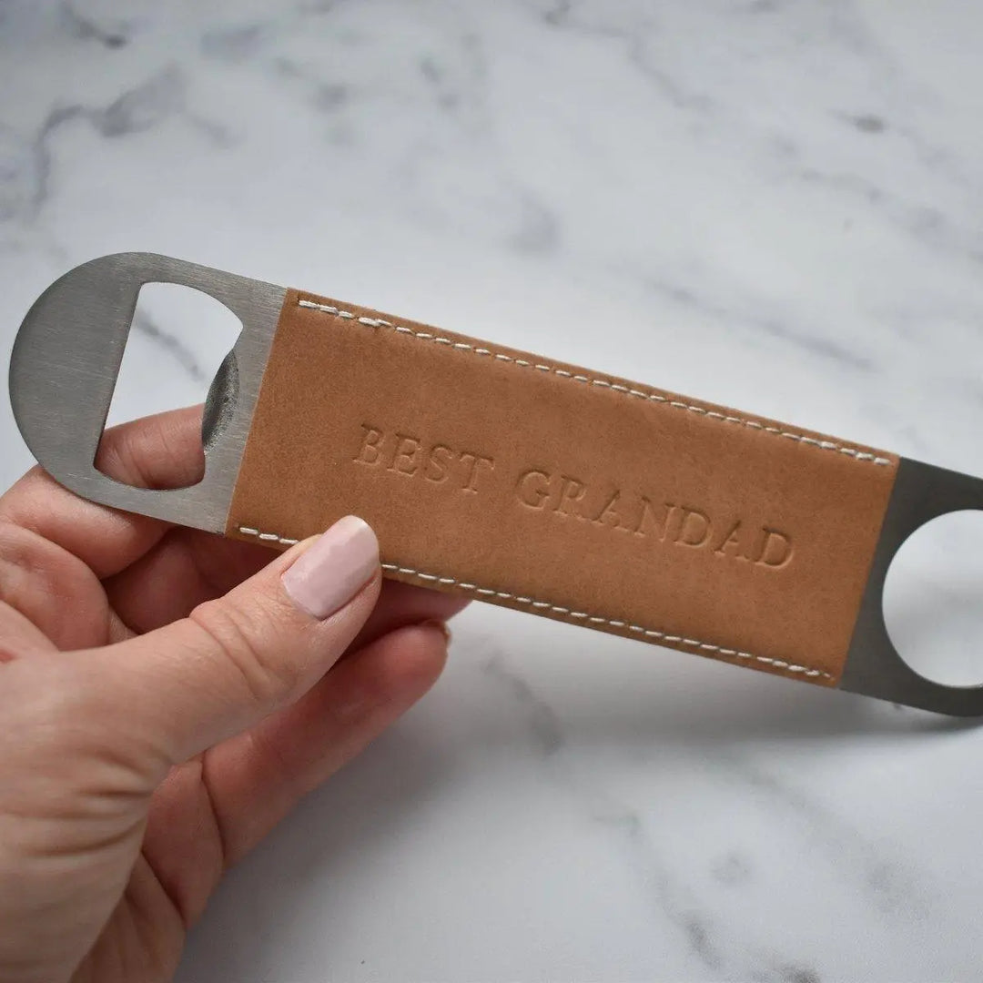 Personalised Vegan Leather Bar Blade, Personalised Bottle Opener, Debossed Bar Blade, Father&#39;s Day Gift, Drinking Gift, Dad Bar Gift, Him - Amy Lucy