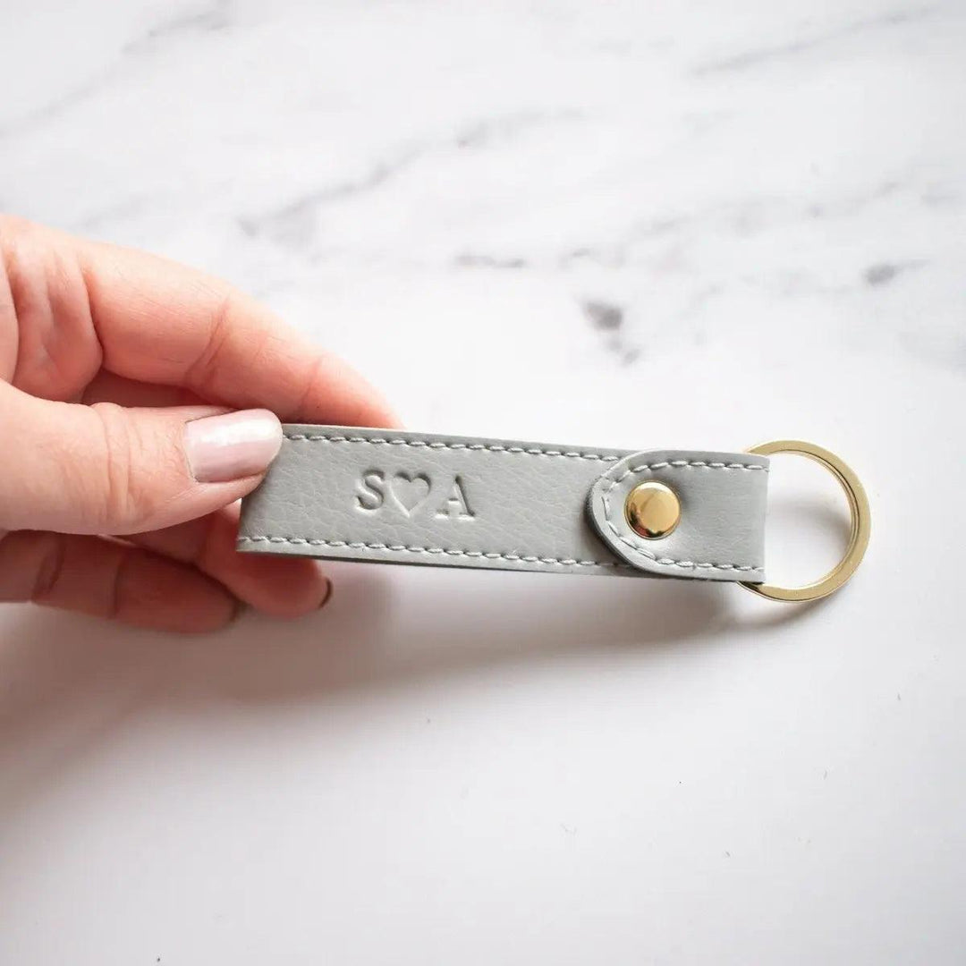 Personalised Vegan Leather Keychain, Personalised Key Fob, Embossed Keyring, Father&#39;s Day Gift, Monogram Gift, New Home Gift, New Car, Dad - Amy Lucy