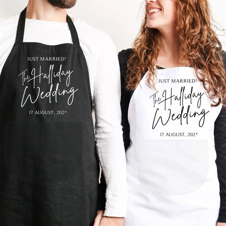 Personalised Wedding Apron, Bride Wedding Apron, Wedding Dress Apron, Wedding Groom Aprons, Custom Wedding, Reception Apron, Wedding Day - Amy Lucy