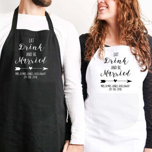 Personalised Wedding Aprons, Bride Groom Wedding Aprons, Newlywed Aprons, Mr and Mrs Aprons, Mr and Mrs Gifts, Newlywed Mr Mrs Home Gift, - Amy Lucy