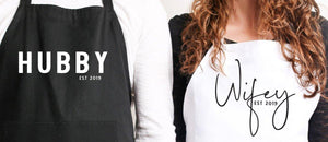 Personalised Wedding Aprons, Bride Groom Wedding Aprons, Newlywed Aprons, Mr and Mrs Aprons, Mr and Mrs Gifts, Newlywed Mr Mrs Home Gift, - Amy Lucy