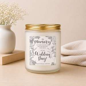 Overhead view of the personalised Wedding Memorial Candle