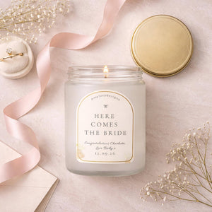 Personalised Wedding Morning Candle for Bride with gift presentation details