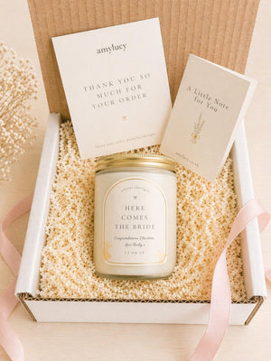 Personalised Wedding Morning Candle for Bride styled as a thoughtful gift