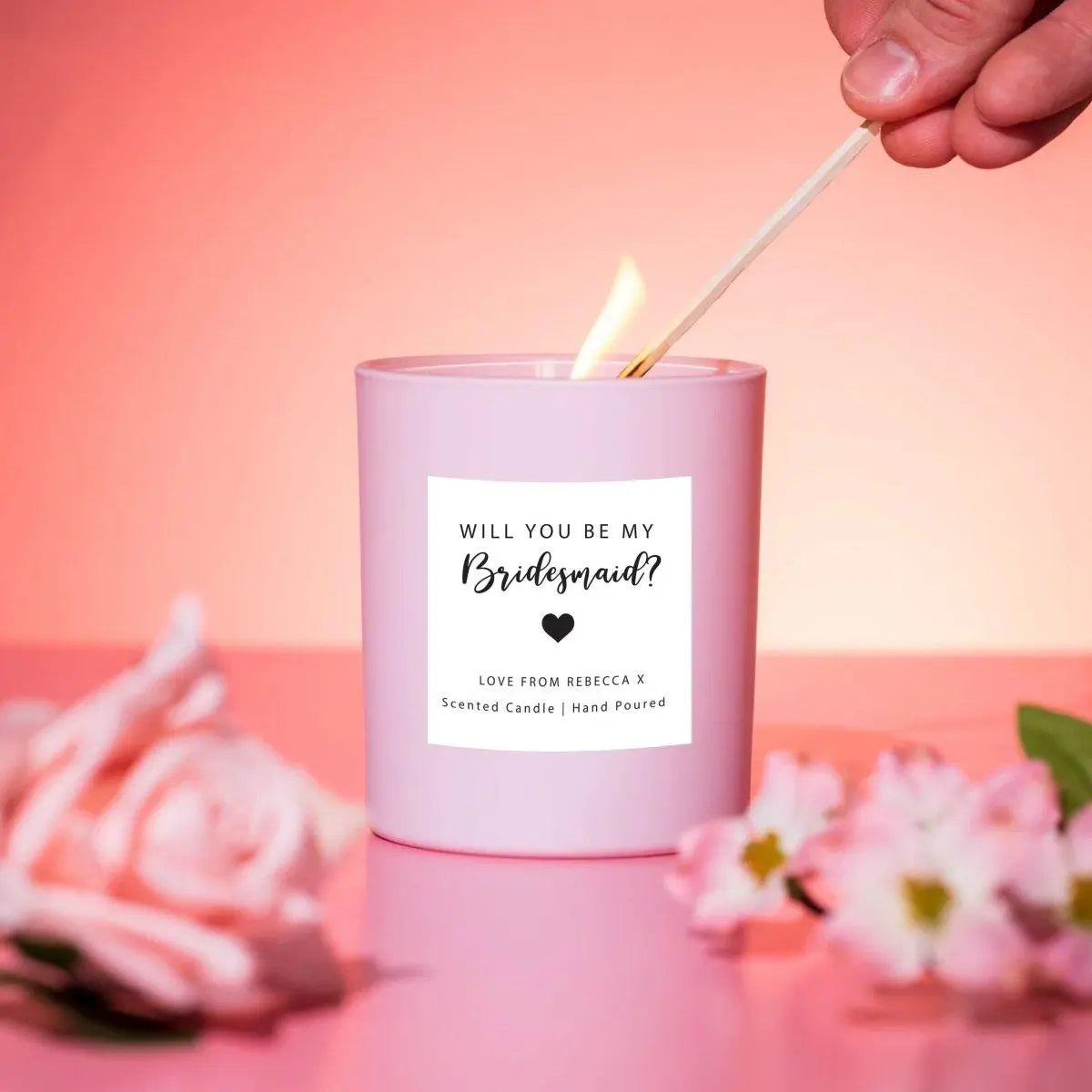 Personalised Will you be my Bridesmaid Candle, Bridesmaid Proposal Gift, Custom Candle, Bridesmaid Favour, Hen Party Candle, Personalised - Amy Lucy