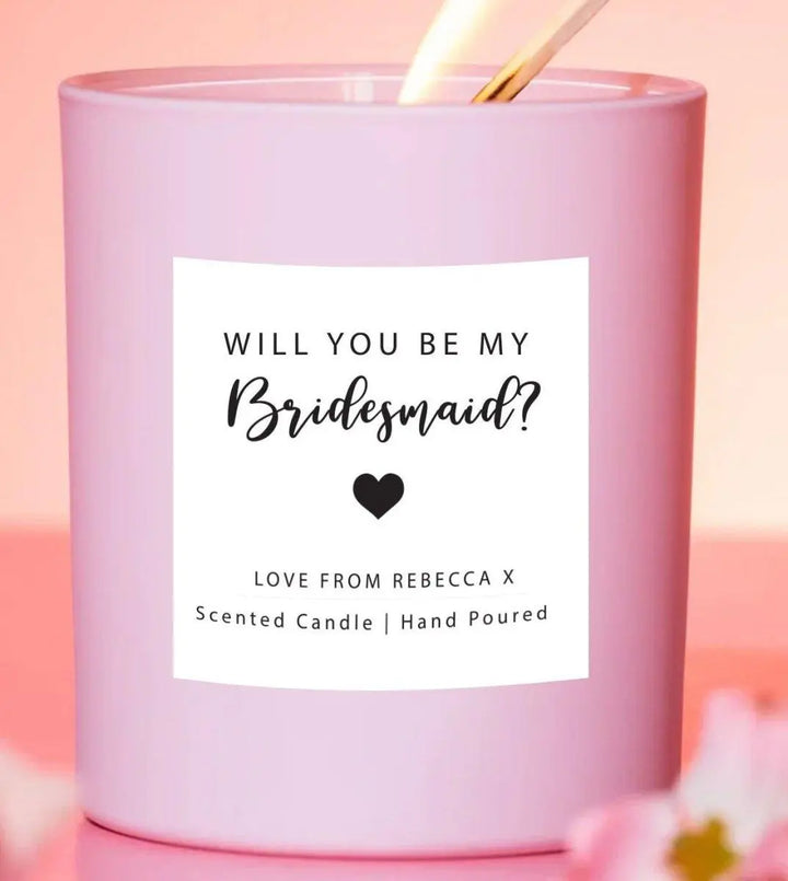 Personalised Will you be my Bridesmaid Candle, Bridesmaid Proposal Gift, Custom Candle, Bridesmaid Favour, Hen Party Candle, Personalised - Amy Lucy