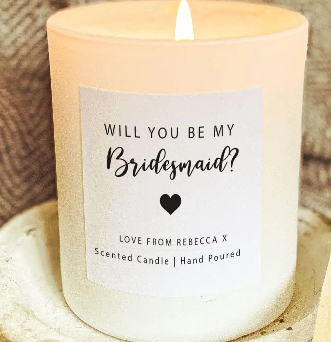 Personalised Will you be my Bridesmaid Candle, Bridesmaid Proposal Gift, Custom Candle, Bridesmaid Favour, Hen Party Candle, Personalised - Amy Lucy