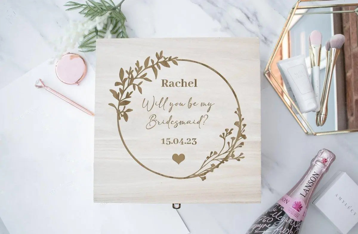 Personalised Wooden Bridesmaid Gift Box, Bridesmaid Engraved Gift Box, Bridesmaid Wooden Box, Luxury Bridesmaid Proposal Box - Amy Lucy