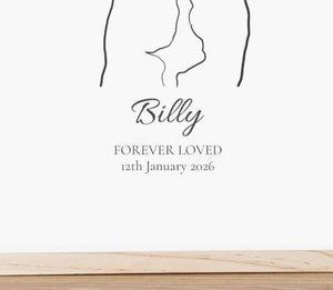 Silhouette of a person with 'Billy' and 'Forever Loved 12th January 2026' text on a white background.