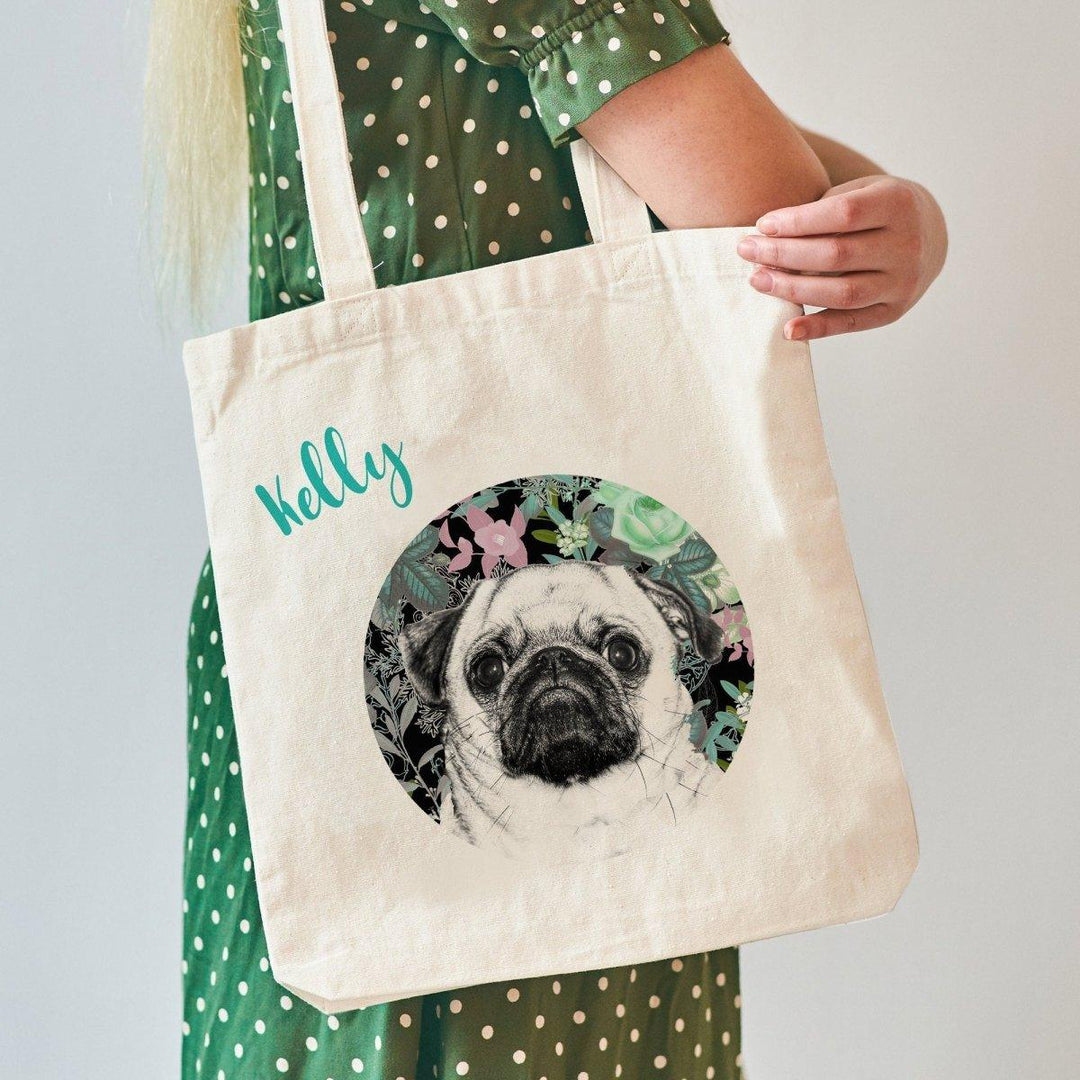 Pug Dog Gift, Pug Gifts, Pug Tote Bag, Personalised Pug Bag, Teenager Gift, Dog Lover Gift, Dog Bag, Gift For Her, - Amy Lucy