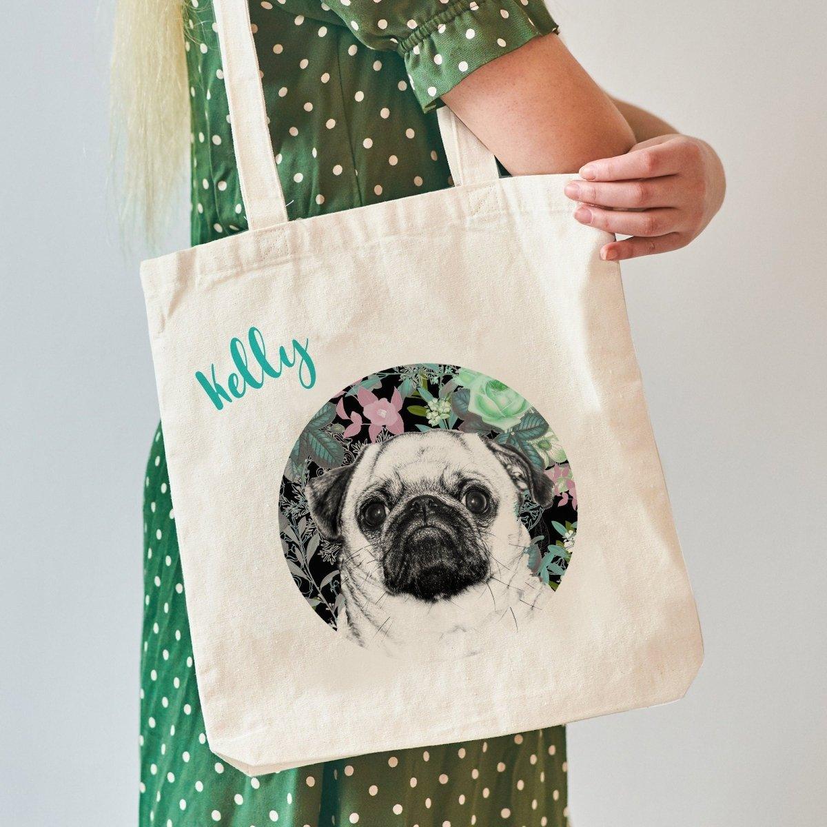 Pug Dog Gift, Pug Gifts, Pug Tote Bag, Personalised Pug Bag, Teenager Gift, Dog Lover Gift, Dog Bag, Gift For Her, - Amy Lucy