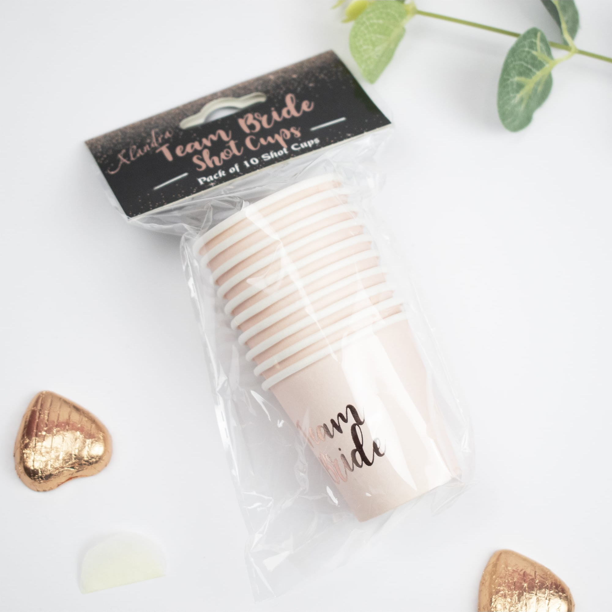 Rose Gold Team Bride Shot Cups (10 Pack)