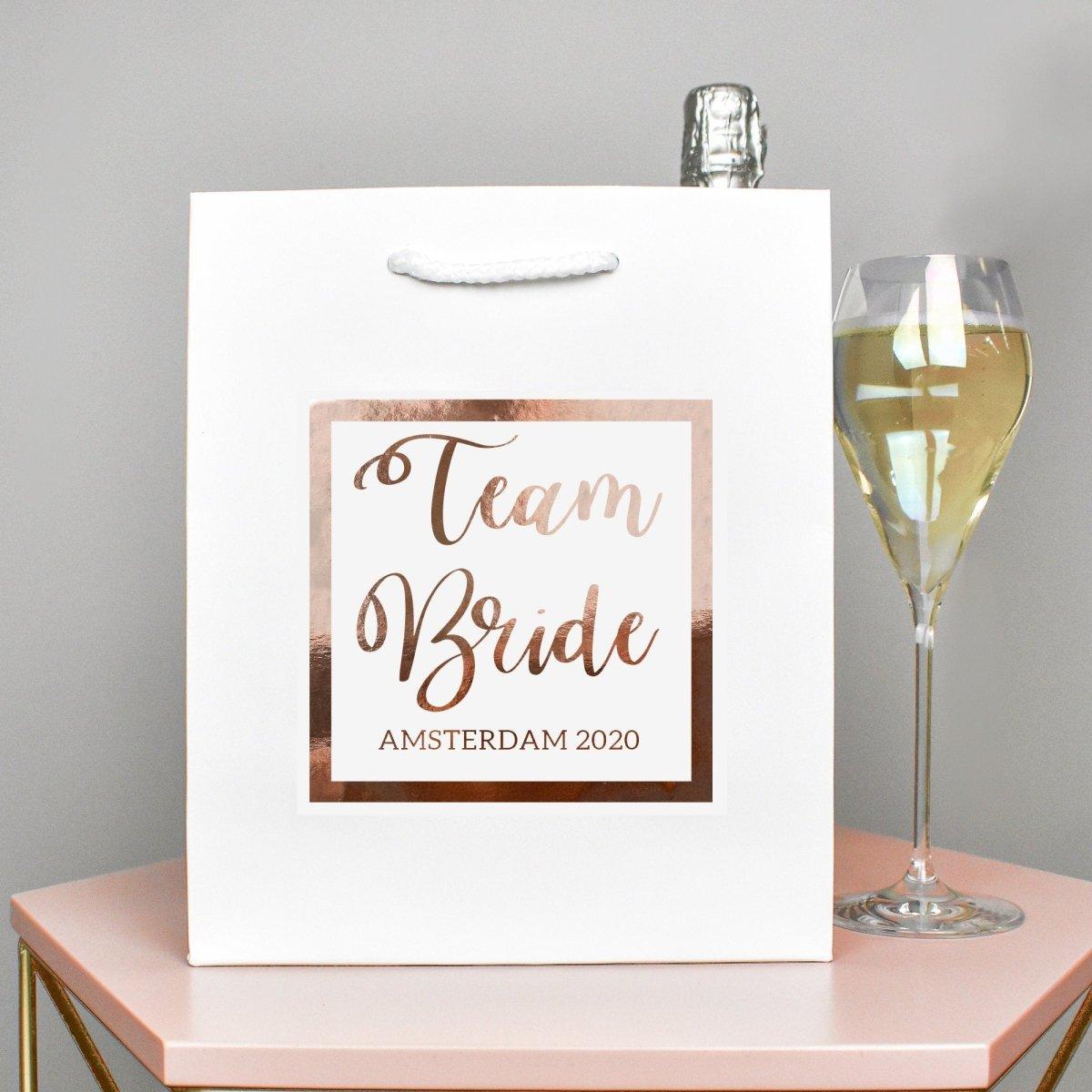 Rose Gold Personalised Bride To Be Gift Bag, DIY Personalised Hen Party Bag, Hen Night Favour Bag, Gold Party Bags and Gifts, Hen Party Gift - Amy Lucy
