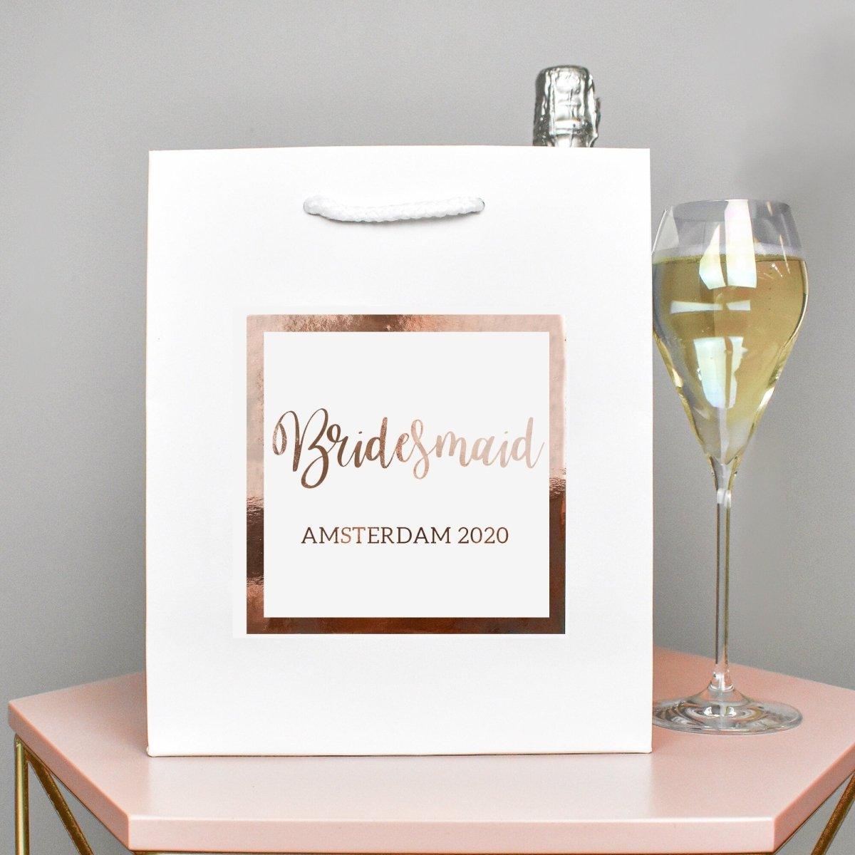 Rose Gold Personalised Bride To Be Gift Bag, DIY Personalised Hen Party Bag, Hen Night Favour Bag, Gold Party Bags and Gifts, Hen Party Gift - Amy Lucy