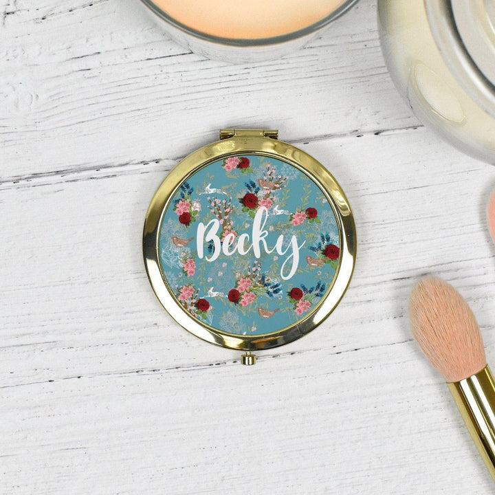 Rose Gold Personalised Pocket Mirror, Compact Mirror, Hen Party Pocket Mirror, Name Pocket Mirror, Boho Handheld mirror, Bridesmaid Gift - Amy Lucy