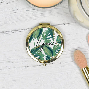 Rose Gold Personalised Pocket Mirror, Tropical Compact Mirror, Hen Party Pocket Mirror, Name Pocket Mirror, Handheld mirror, Bridesmaid Gift - Amy Lucy