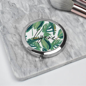 Rose Gold Personalised Pocket Mirror, Tropical Compact Mirror, Hen Party Pocket Mirror, Name Pocket Mirror, Handheld mirror, Bridesmaid Gift - Amy Lucy