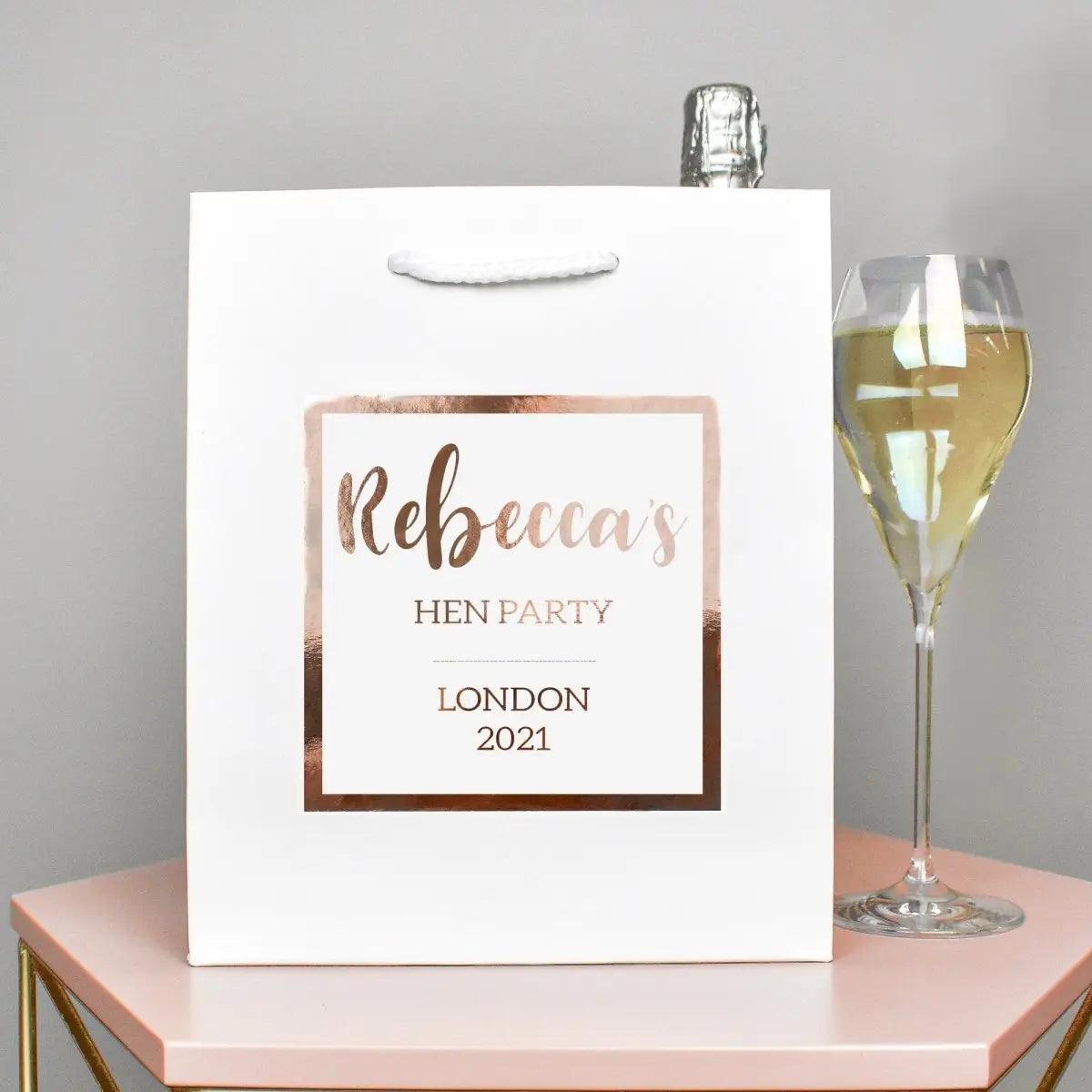 Rose Pink Personalised Gift Bag, DIY Personalised Party Bag, Favour Bag, Gold Party Bags and Gifts, Gift Wrapping, Gift Bags, Hen Party Bag - Amy Lucy