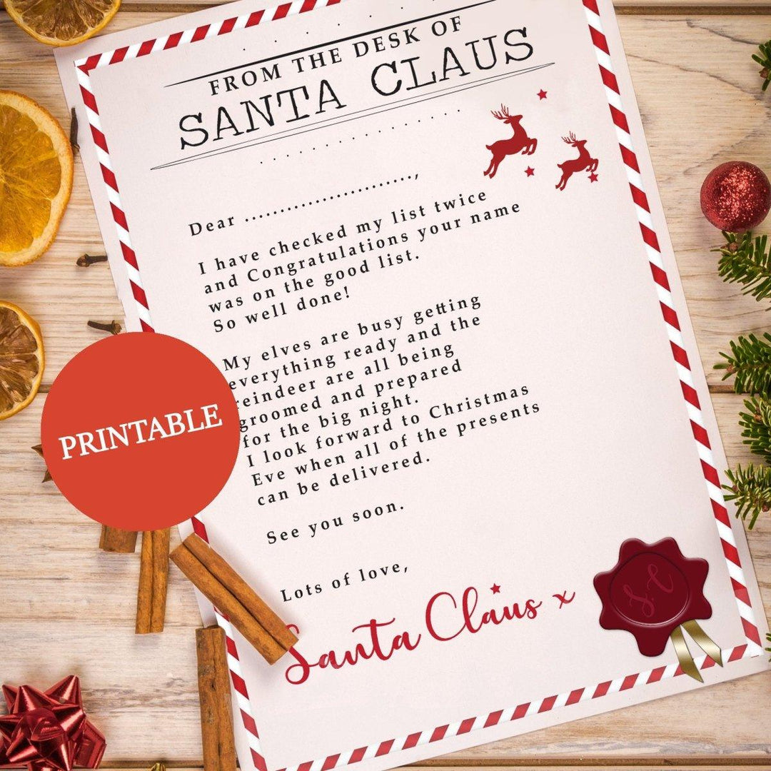 Santa Letter Printable, Christmas Letter Download, Printable Santa Letters, Kids Festive Letter Download, Print Out Santa Letter, Santa Post - Amy Lucy