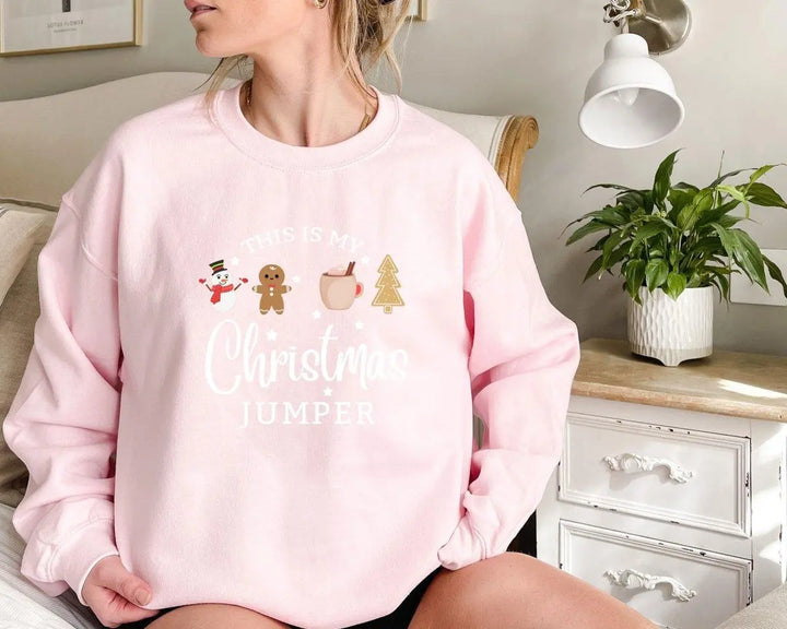 SWEATSHIRT GINGERBREAD MAN Christmas Jumper Red Christmas Jumper Snowmen Sweets Cozy Winter Cookie Xmas Gift Sweatshirts - Amy Lucy