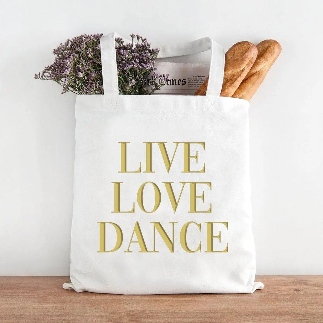 Tote Bag, Gold Writing Tote Bag, Dance Gift, Dance Bag, Gift Bag, Text Quote Tote Bags, Hen Party, Tote Bags, Gold, Dance Club Bag, Teen - Amy Lucy