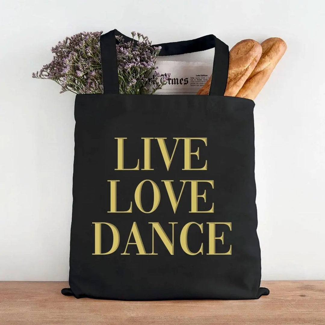 Tote Bag, Gold Writing Tote Bag, Dance Gift, Dance Bag, Gift Bag, Text Quote Tote Bags, Hen Party, Tote Bags, Gold, Dance Club Bag, Teen - Amy Lucy