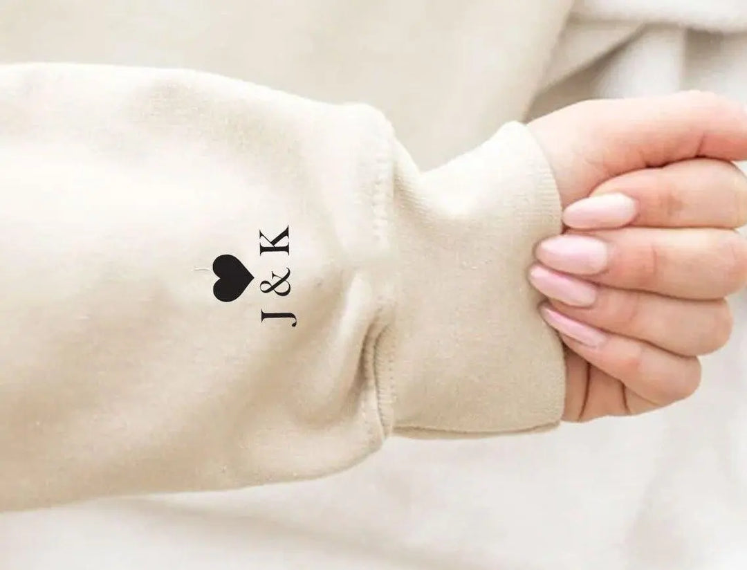 Valentines His and Hers Roman Numerals Sweater, His and Hers Jumpers, Wedding Date Jumper, Couple Gift, Heart on Sleeve Jumper, Anniversary - Amy Lucy