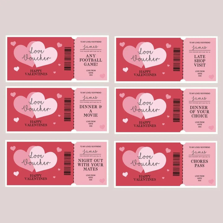 Valentines Vouchers, Valentines Coupons, Boyfriend Love Coupons, Husband Vouchers, Husband Coupons, Valentines Gift for him, Anniversary x6 - Amy Lucy