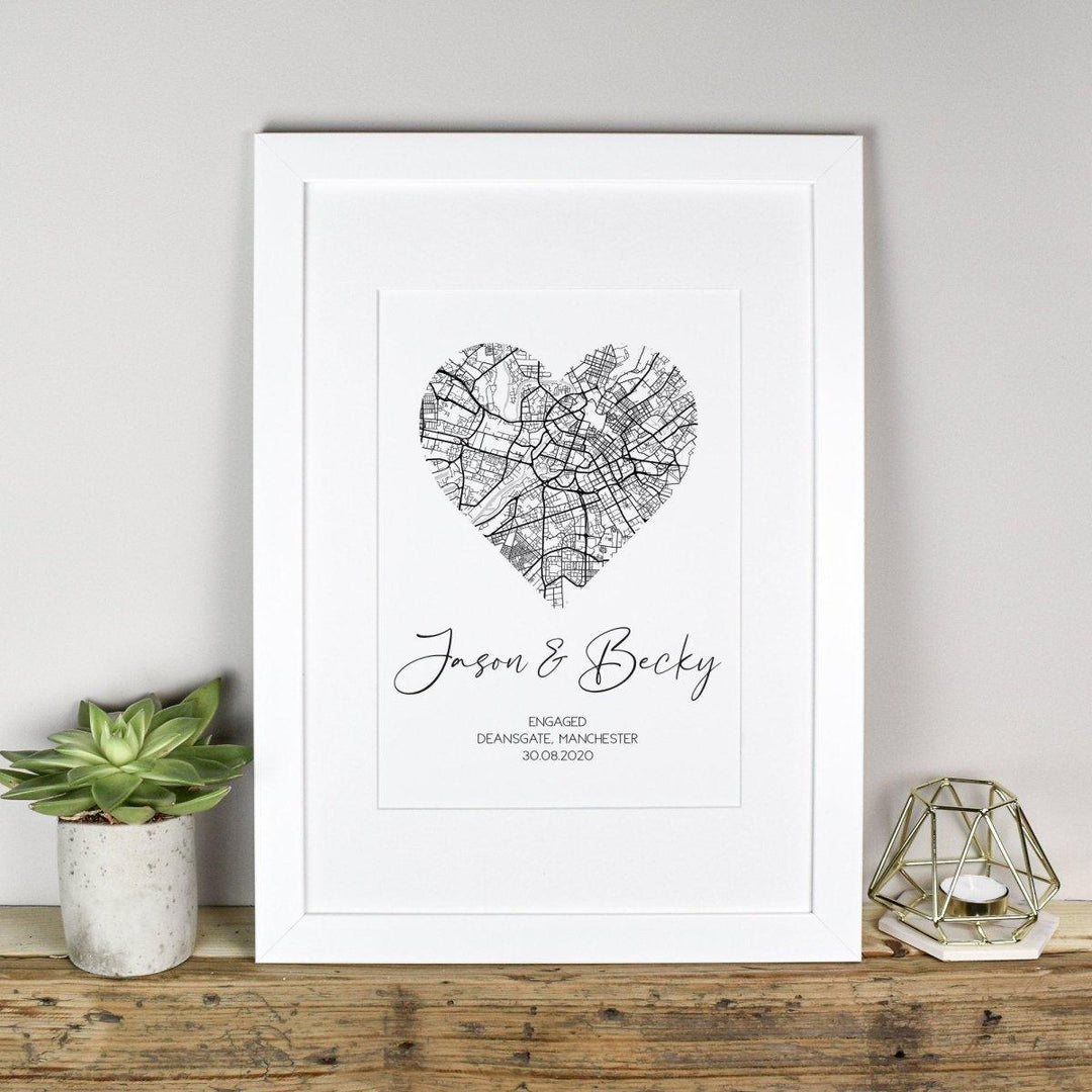 Where We Met Print, Personalised Couple's Map Print, Valentine's Gift, Custom Couples Print, Personalised Valentines Print Framed, Map Print - Amy Lucy